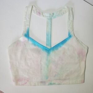 TOBI Tie Dye Crop Top Racerback Sleeveless Pastel Cotton Blend Medium